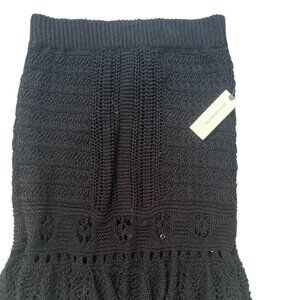 Anthropologie Black Crochet Knit Midi Skirt - Size XS (NWT)